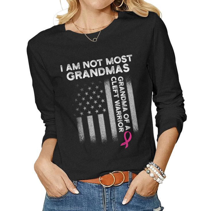 Cleft Palate Lip Most Grandma Cleft Strong Awareness  Women Graphic Long Sleeve T-shirt