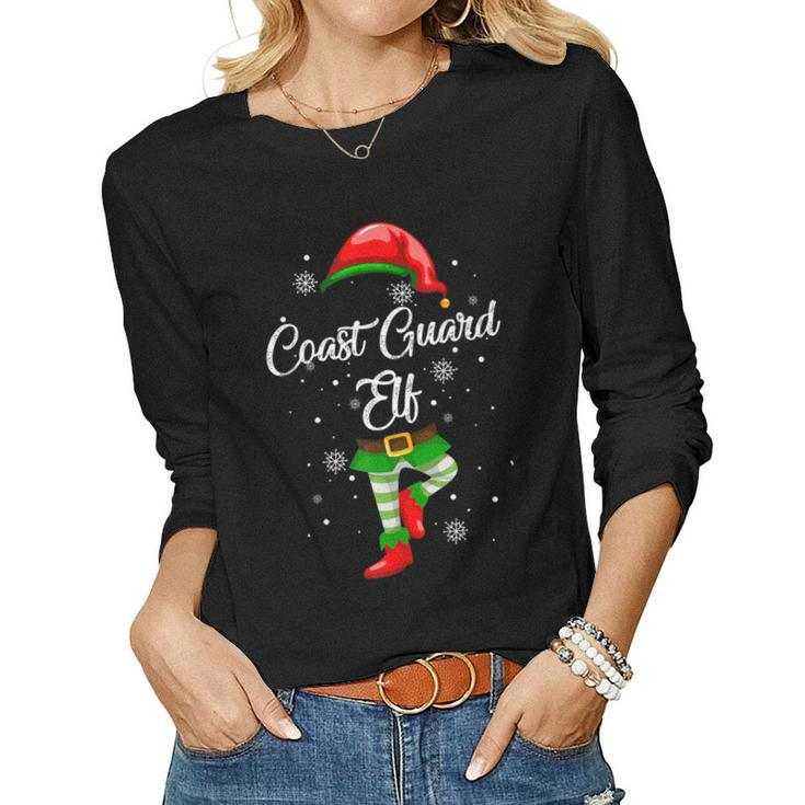 Coast Guard Elf Costume Funny Christmas Gift Team Group  Women Graphic Long Sleeve T-shirt