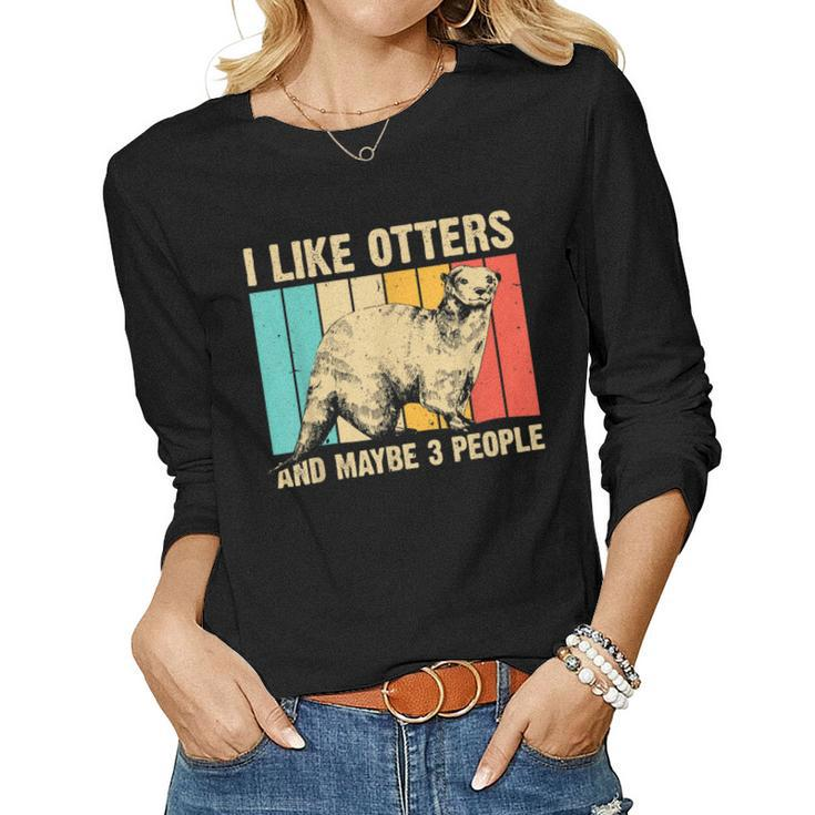 Cool Otter Design For Men Women Kids Vintage Sea Otter Lover  Women Graphic Long Sleeve T-shirt