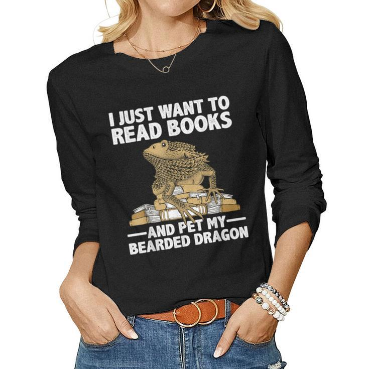 Cute Bearded Dragon For Men Women Zoology Reptile Book Lover Women Long Sleeve T-shirt