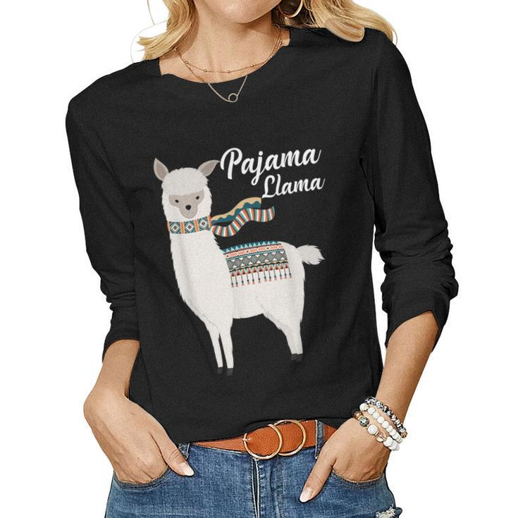 Cute Pajama Llama Bed Time  Llama Pajama Women Graphic Long Sleeve T-shirt