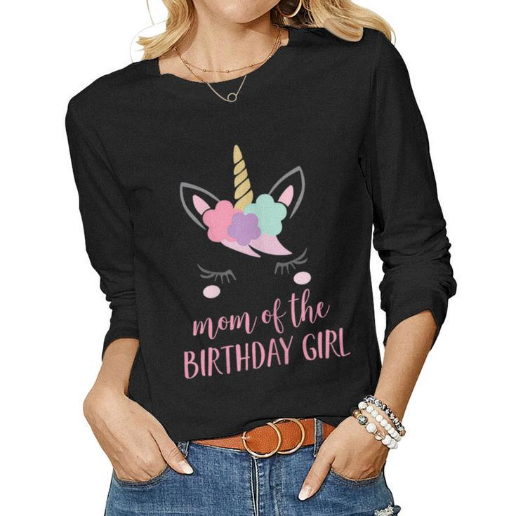 Cute Unicorn Mom Shirt Mom Of The Birthday Girl V2 Women Long Sleeve T-shirt