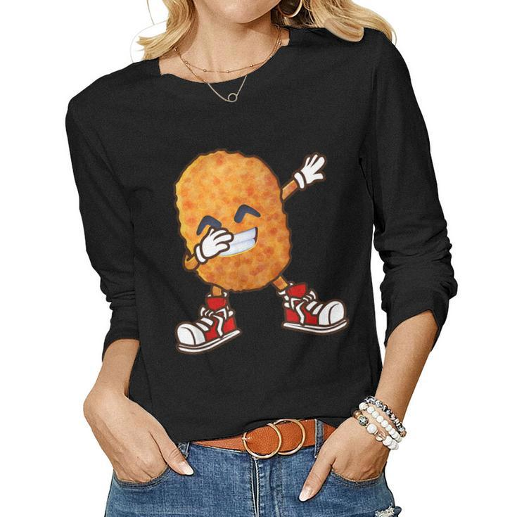 Dabbing Chicken Nuggets For Kids Nugget Lover Women Long Sleeve T-shirt