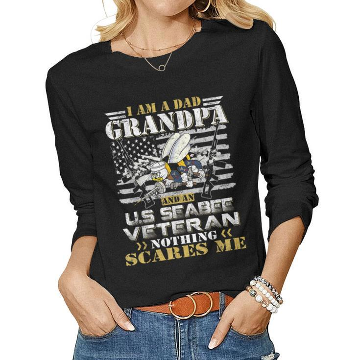 I Am A Dad Grandpa And An Us Seabee Veteran Women Long Sleeve T-shirt