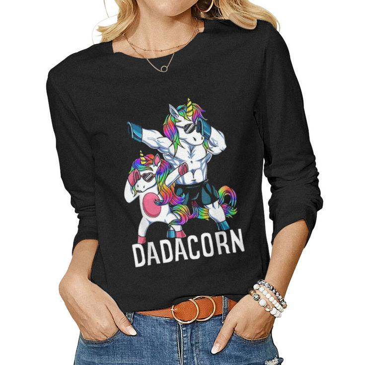 Dadacorn Unicorn Dad Daughter Fathers Day Christmas Gift Women Graphic Long Sleeve T-shirt