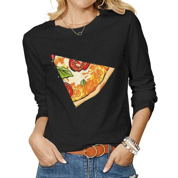 Daddy Pizza Missing A Slice His Kid Slice Boy Girl Mom Dad Women Graphic Long Sleeve T-shirt
