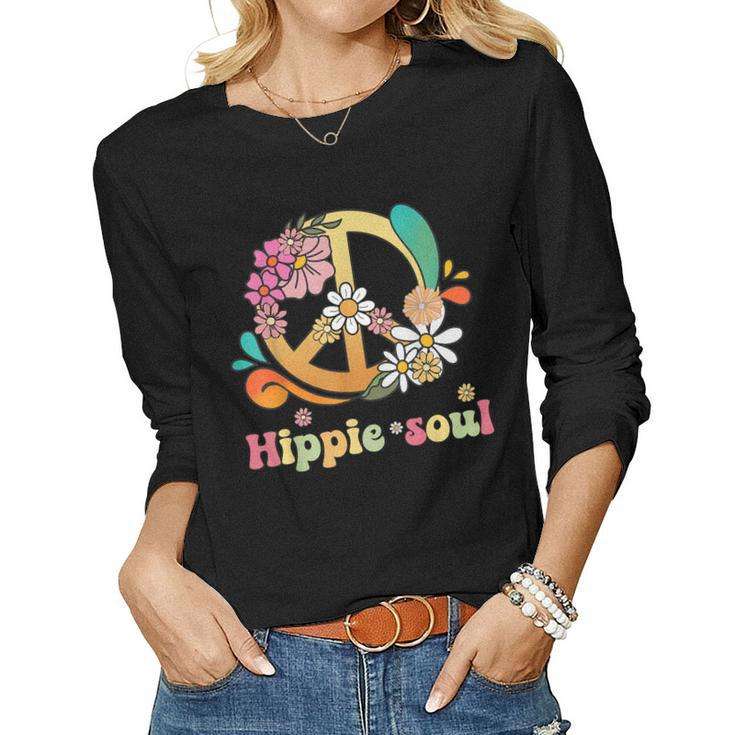 Daisy Peace Sign Hippie Soul Flower Lovers Women Long Sleeve T-shirt
