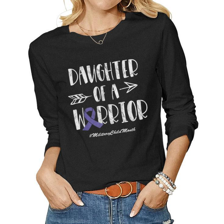 Daughter Of A Warrior Womens Purple Up For Military Kids Women Long Sleeve T-shirt