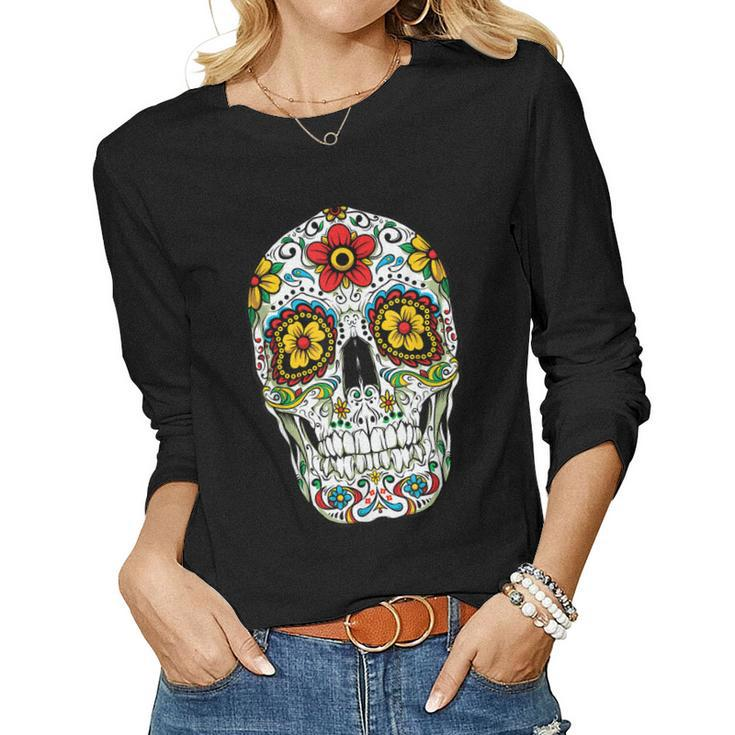 Day Of The Dead Sugar Skull Cinco De Mayo Men Women Women Long Sleeve T-shirt