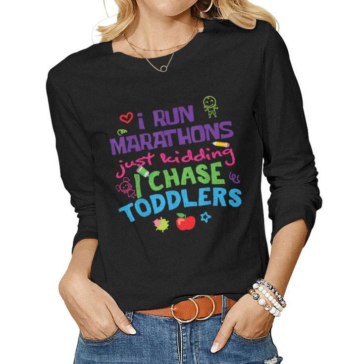 Daycare Provider Teacher Chase Toddlers Shirt Thank You Women Long Sleeve T-shirt