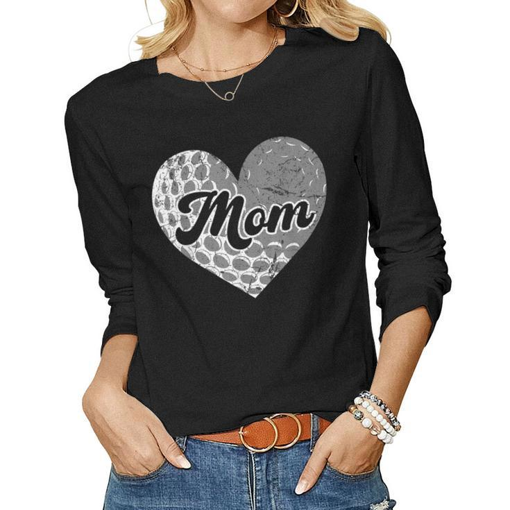 Distressed Heart Golf Mom Mama Sport Fan Women Long Sleeve T-shirt