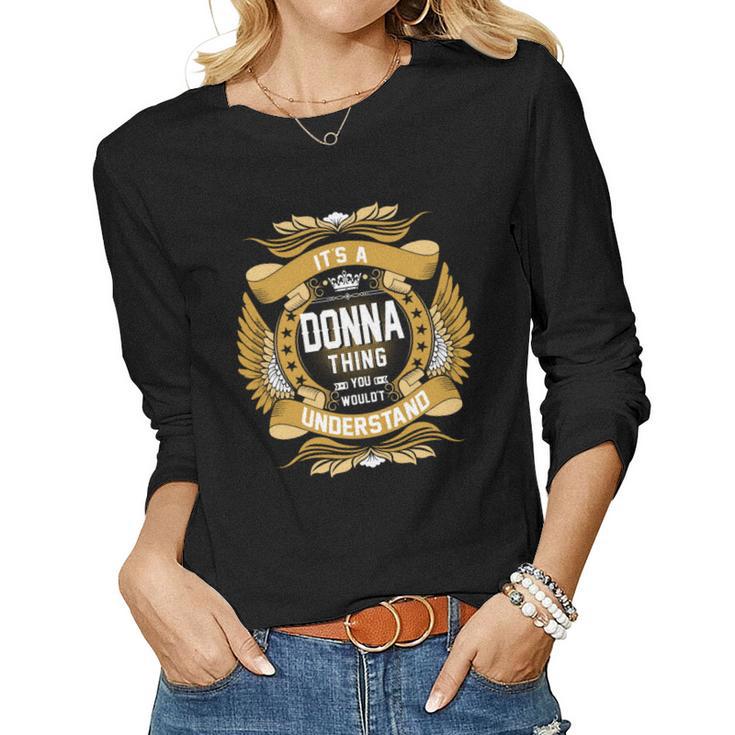 Donna Name Donna Family Name Crest  Women Graphic Long Sleeve T-shirt