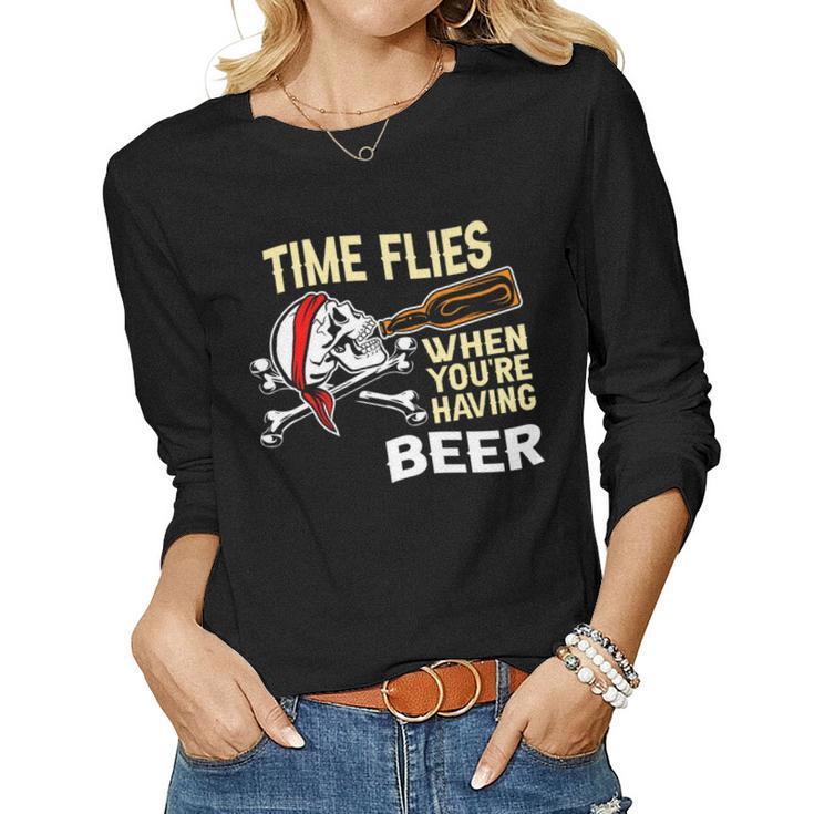Drinking Bottle Fancy - Time Flies When Youre Having Beer Women Long Sleeve T-shirt