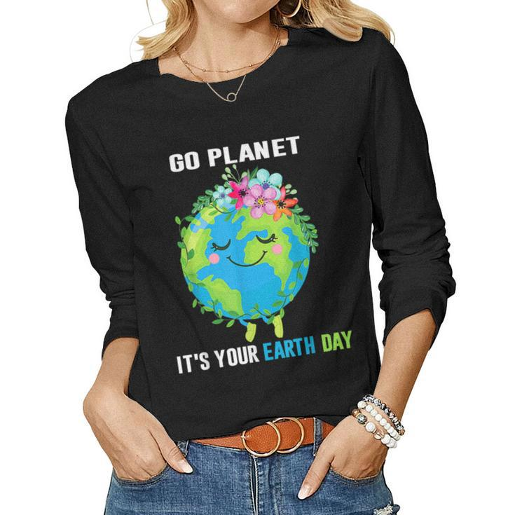 Earth Day 2023 Go Planet Its Your Floral Earth Day April 22 Women Long Sleeve T-shirt