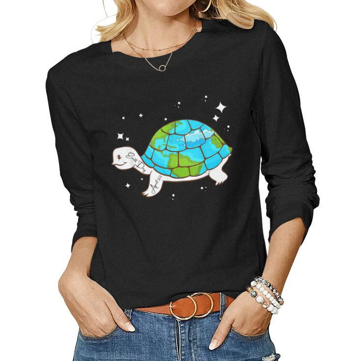 Earth Day 2023 Restore Save The Planet Earth Sea Turtle Women Long Sleeve T-shirt