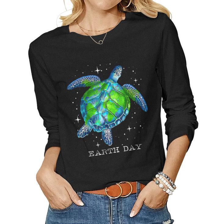 Earth Day 2023 Restore Sea Turtle Tie Dye Save The Planet Women Long Sleeve T-shirt
