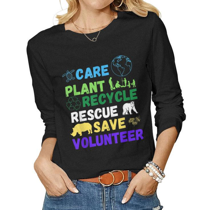 Earth Day 2023 Save Bees Rescue Animals Plant Trees Recycle Women Long Sleeve T-shirt