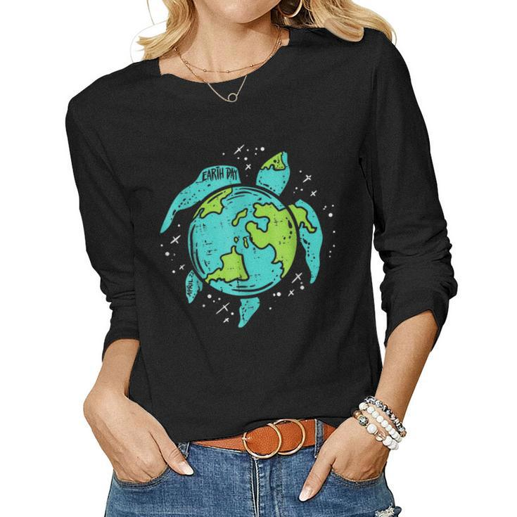 Earth Day Sea Turtle Save The Planet Women Men Kids Women Long Sleeve T-shirt