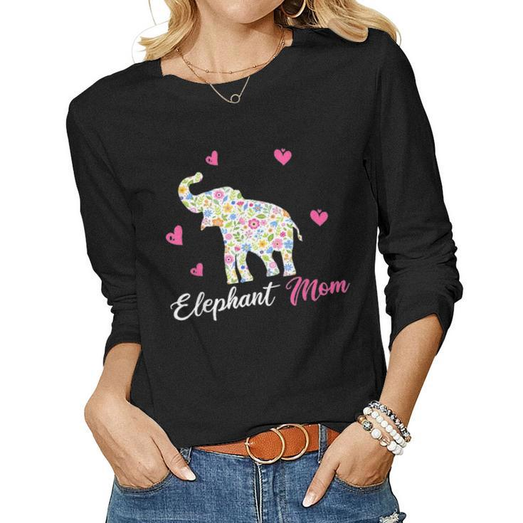 Elephant Mom Funny Animal Gift For Mothers Day Women Graphic Long Sleeve T-shirt