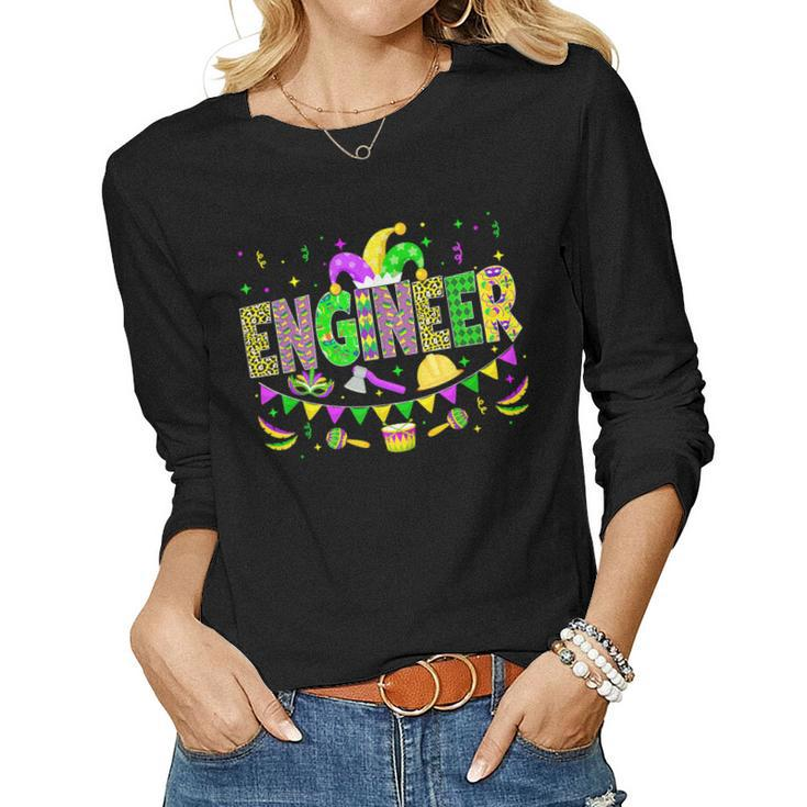 Engineer Lover Funny Mardi Gras Carnival Party Women Men  Women Graphic Long Sleeve T-shirt
