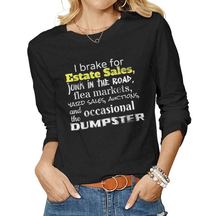 Estate Yard Sale Auction Funny Frugal Mom Dad Women Graphic Long Sleeve T-shirt