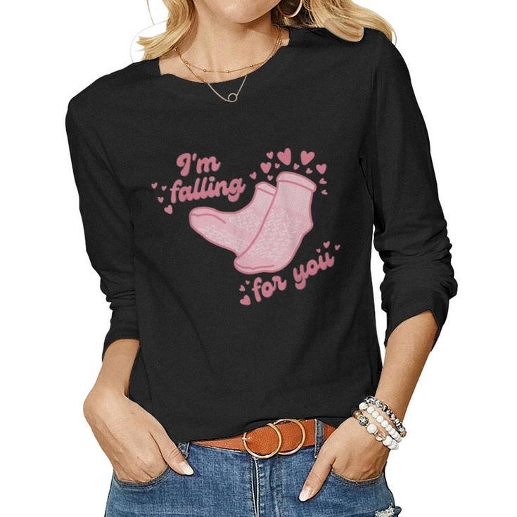 Falling For You Funny Pct Cna Nurse Happy Valentines Day  Women Graphic Long Sleeve T-shirt
