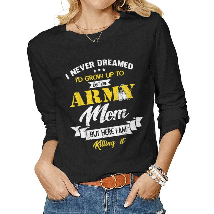 Family 365 Army Mom Military Mother Women Long Sleeve T-shirt