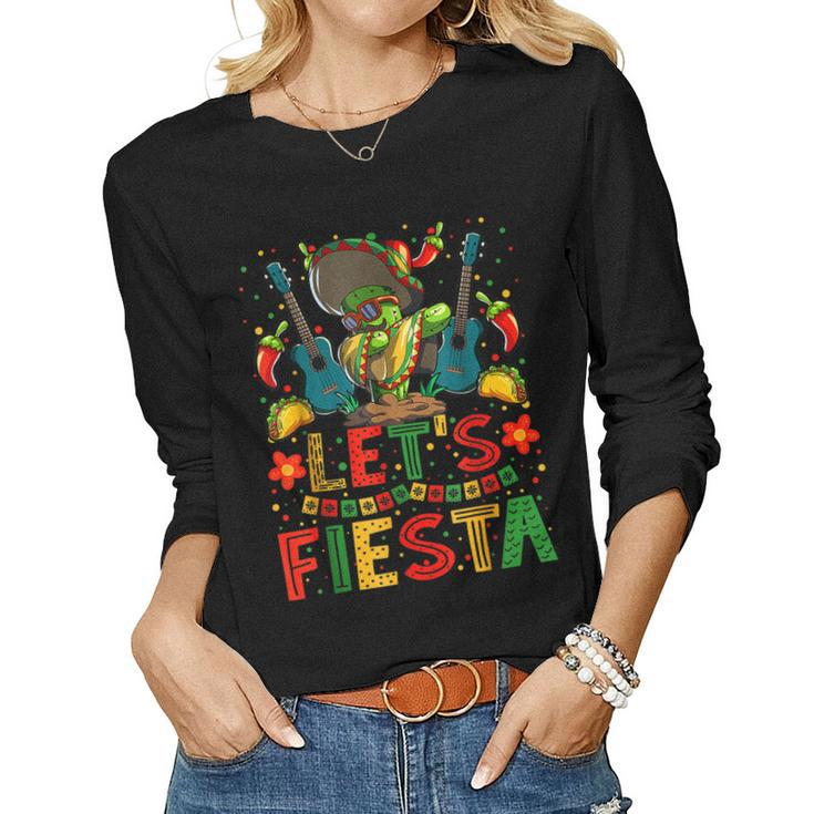 Lets Fiesta Dabbing Cactus Cinco De Mayo Boys Girls Kids Women Long Sleeve T-shirt