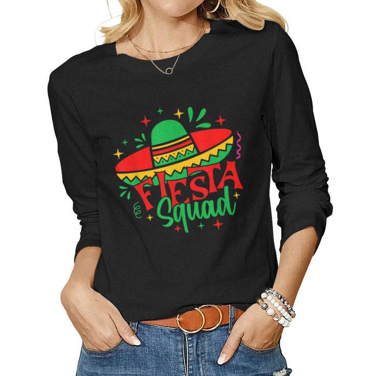 Fiesta Squad Cinco De Mayo Mexican Hat Women Kids Women Long Sleeve T-shirt