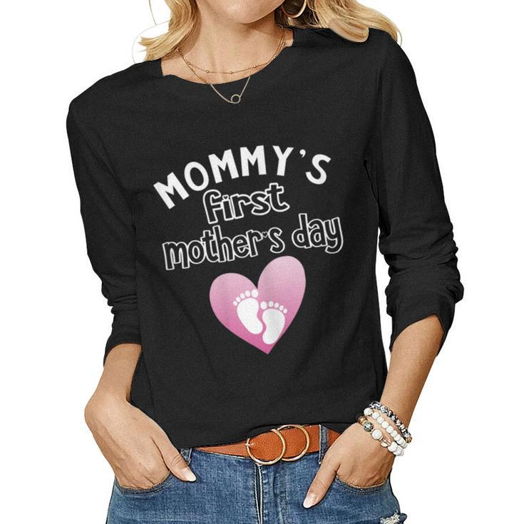 Womens My First 2019 For New Moms Shirts Women Long Sleeve T-shirt
