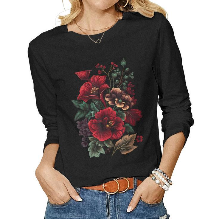 Flowers Botanical Natural Graphics Gardeners Vintage Women Long Sleeve T-shirt