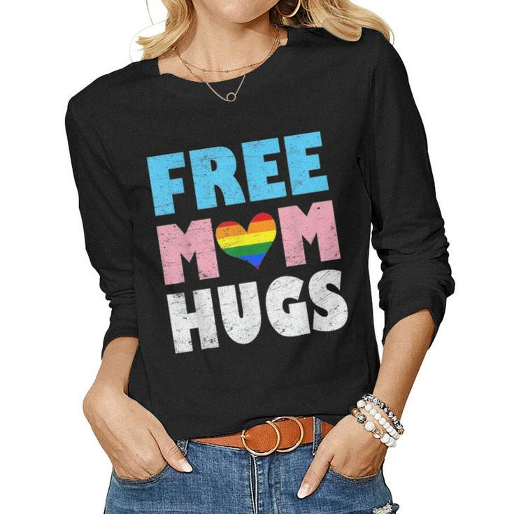 Free Mom Hugs Rainbow Pride Lgbt  Month Transgender Women Graphic Long Sleeve T-shirt