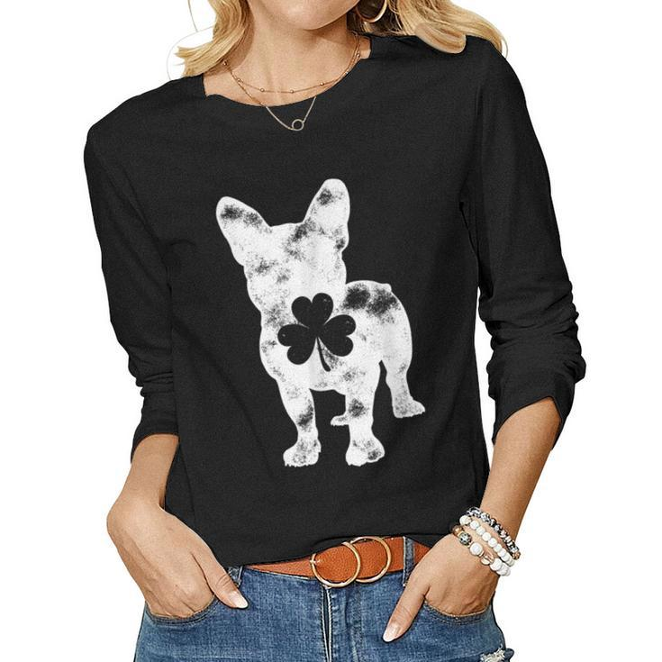 French Bulldog St Patricks Day Men Women Shamrock Dog Lover  Women Graphic Long Sleeve T-shirt