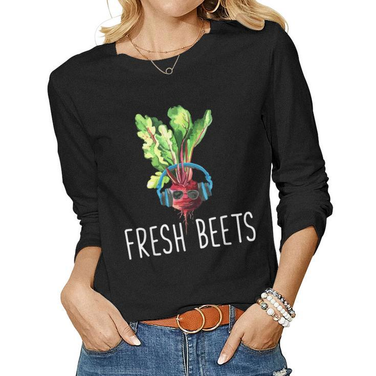 Fresh Beets Organic Food Funny Vegetable Lover Gift  Women Graphic Long Sleeve T-shirt