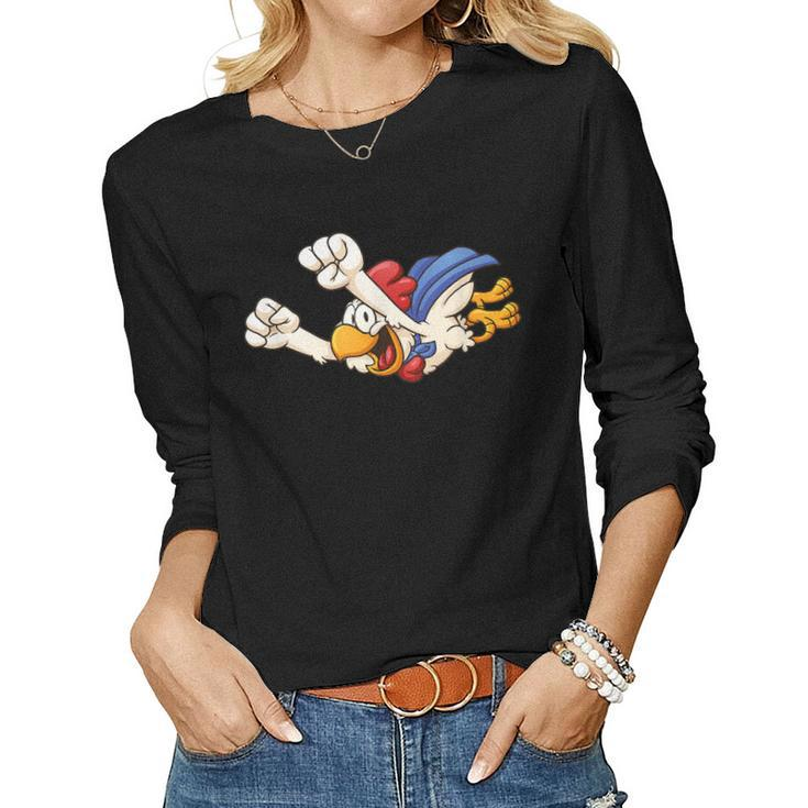 Fun Super Flying Chicken Funny Farm Gift Poultry Kids  Women Graphic Long Sleeve T-shirt