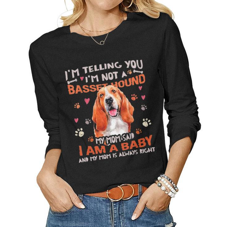 Funny Basset Hound Baby Dog Mom Mother Dogs Lover Women Graphic Long Sleeve T-shirt