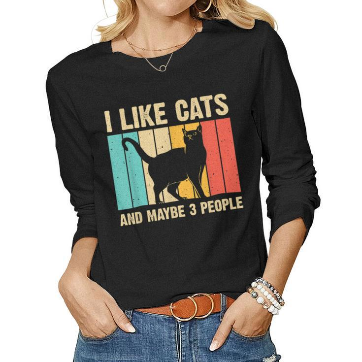Funny Cat Design Cat Lover For Men Women Animal Introvert  Women Graphic Long Sleeve T-shirt