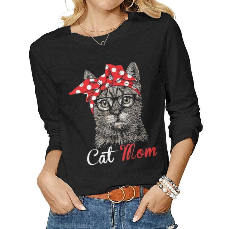 Funny Cat Mom  For Cat Lovers Mothers Day Gift V2 Women Graphic Long Sleeve T-shirt