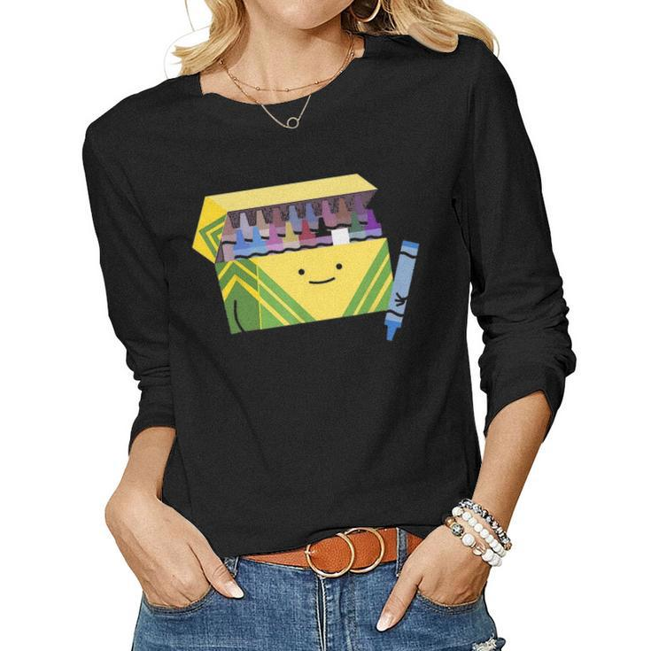 Funny Good Boys Crayon Box Smile Teacher Gift Women Graphic Long Sleeve T-shirt