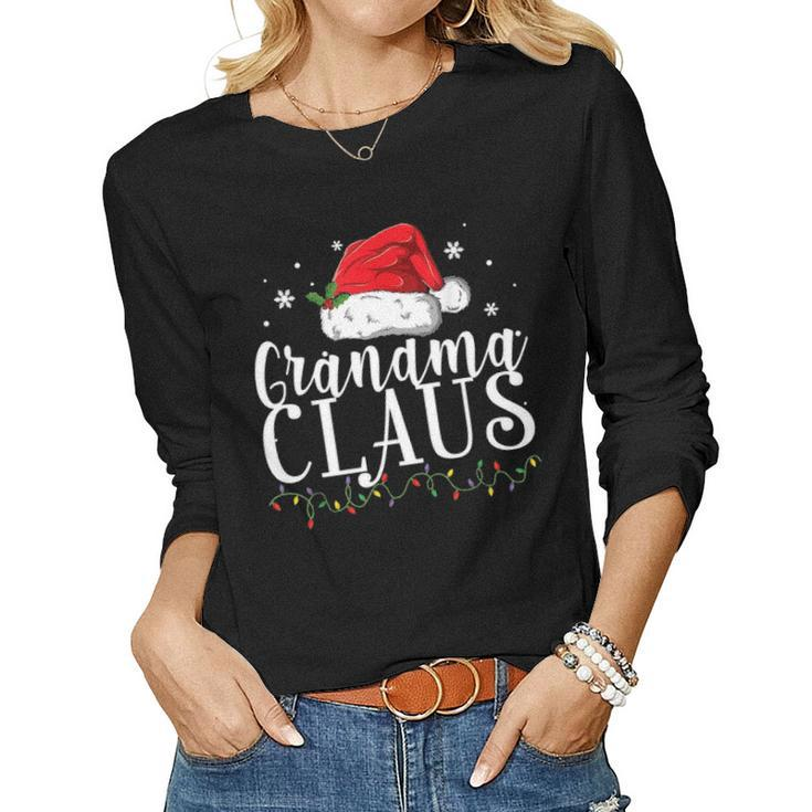 Funny Grandma Claus Christmas Pajamas Santa Gift Women Graphic Long Sleeve T-shirt