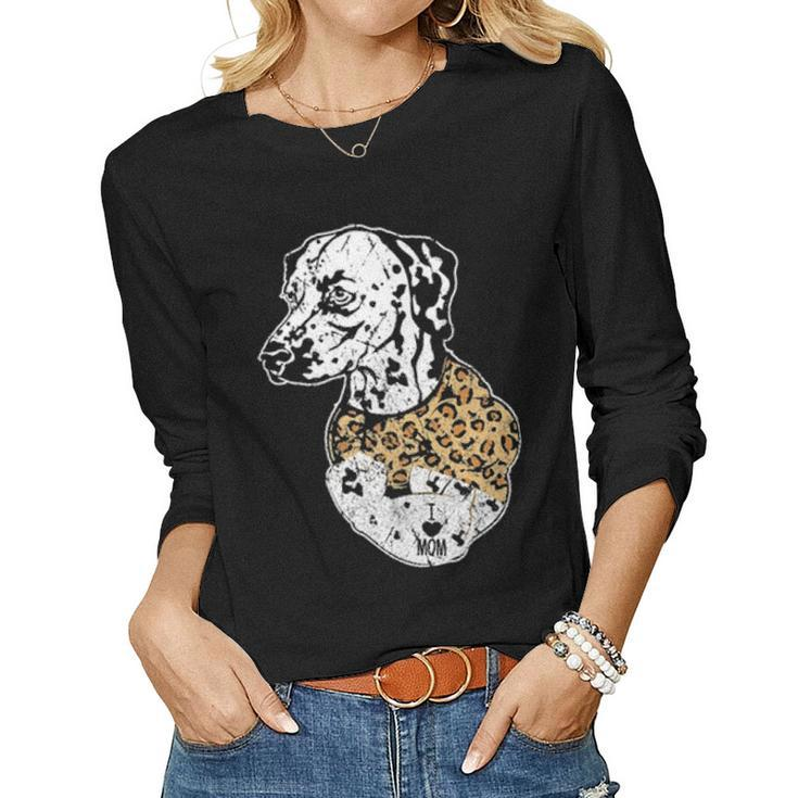 Funny Leopard Dalmatian Mom Costume Mothers Day Gift Women Graphic Long Sleeve T-shirt