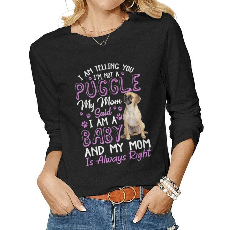 Funny Puggle Mom  Dog Lovers Gift Women Graphic Long Sleeve T-shirt