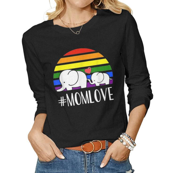Gay Mom Love Pride Lgbt Rainbow Flag Elephant Gay Mom Gift V2 Women Graphic Long Sleeve T-shirt