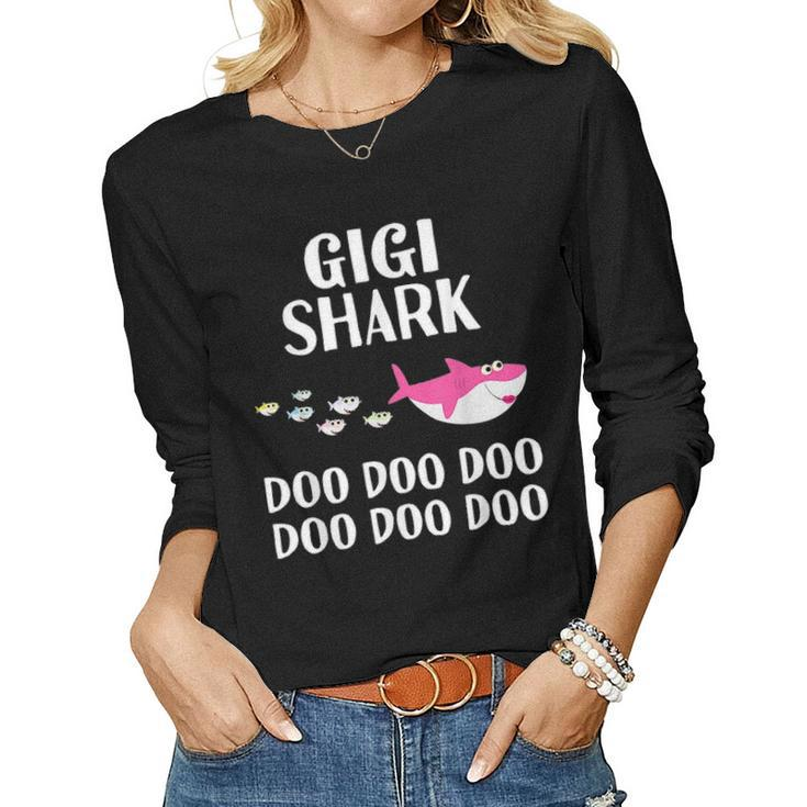 Gigi Shark Doo Doo T For Women Mothers Day Gifts Women Graphic Long Sleeve T-shirt