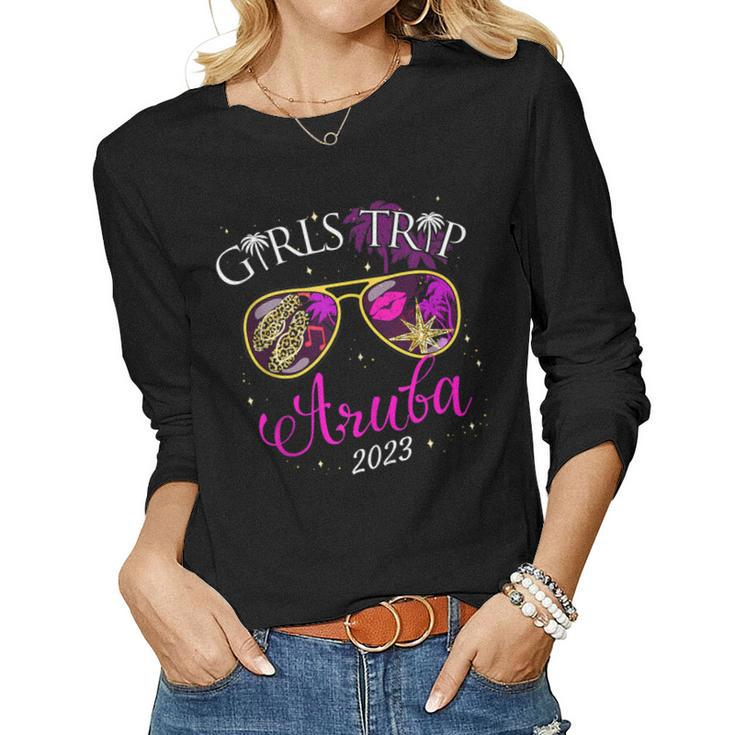 Girls Trip Aruba 2023 For Women Weekend Birthday Squad Women Long Sleeve T-shirt