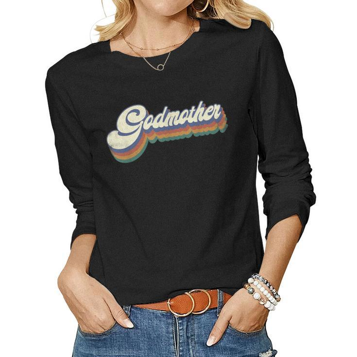 Godmother Gifts Women Retro Vintage Mothers Day Godmother  Women Graphic Long Sleeve T-shirt