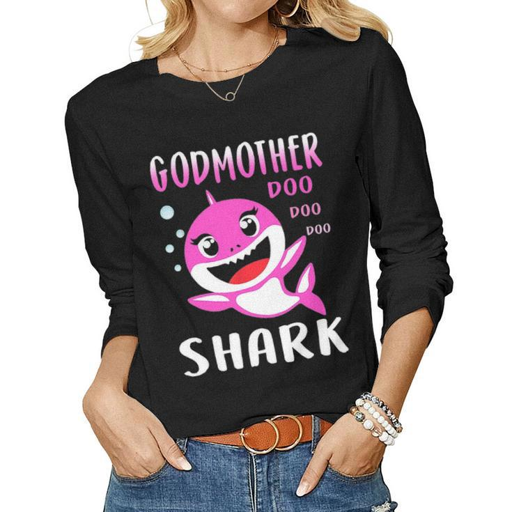 Godmother Shark Doo Doo Christmas Mothers Day Gifts Women Graphic Long Sleeve T-shirt