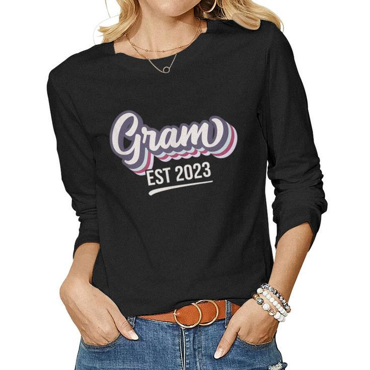 Gram Est 2023 - Soon To Be Grandma Pregnancy Announcement Women Long Sleeve T-shirt
