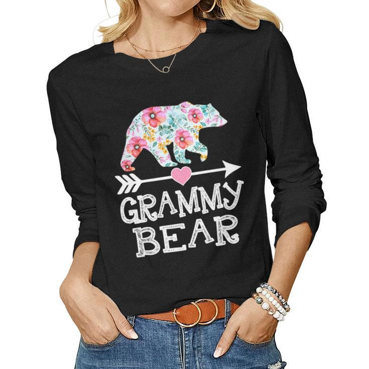 Grammy Bear  Floral Family Mothers Day Gifts For Mom   Women Graphic Long Sleeve T-shirt