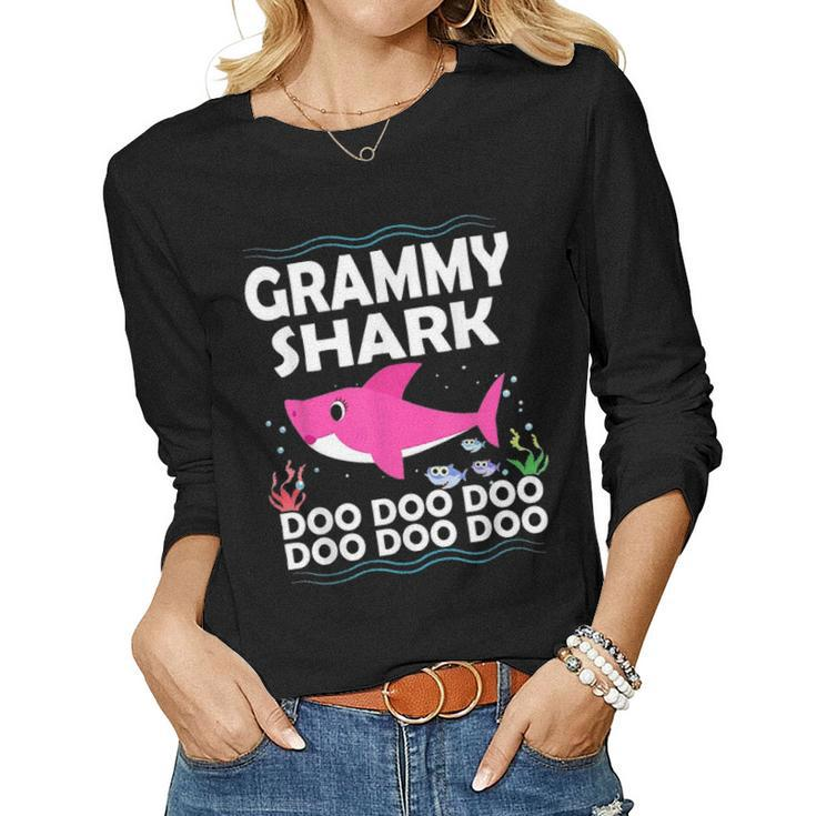 Grammy Shark Doo Doo  Funny Gift Idea For Mother & Wife Women Graphic Long Sleeve T-shirt